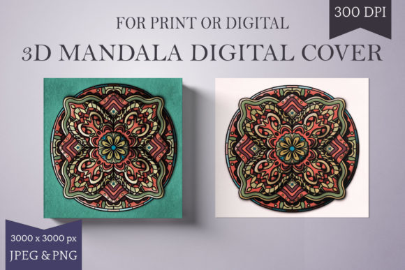 3D Colored Mandala – Green and Orange