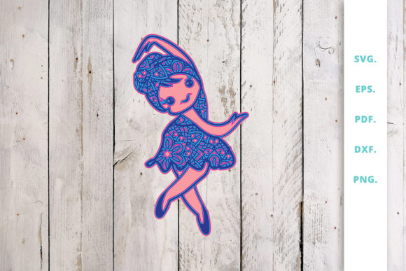 3D Cute Ballerina out of Mandala V3