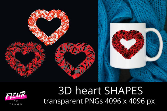 3D Heart Shapes Cliparts Vol.15