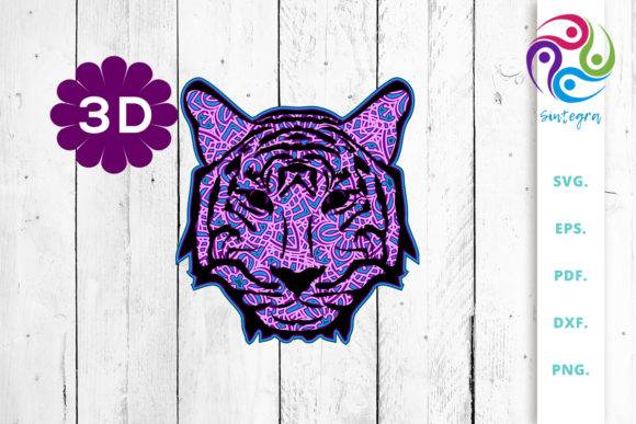 3D Multi Layer Tiger Head Out of Mandala: Where Sacred Geometry Meets Symbolic Power