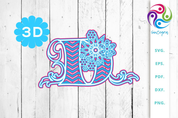 3D Multilayer Floral Chevron Letter D: A Design Element That Bridges Craft and Digital Expression