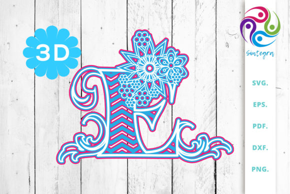 3D Multilayer Floral Chevron Letter E