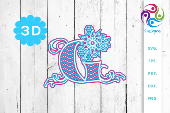 3D Multilayer Floral Chevron Letter G: A Distinctive Decorative Element for Thoughtful Design