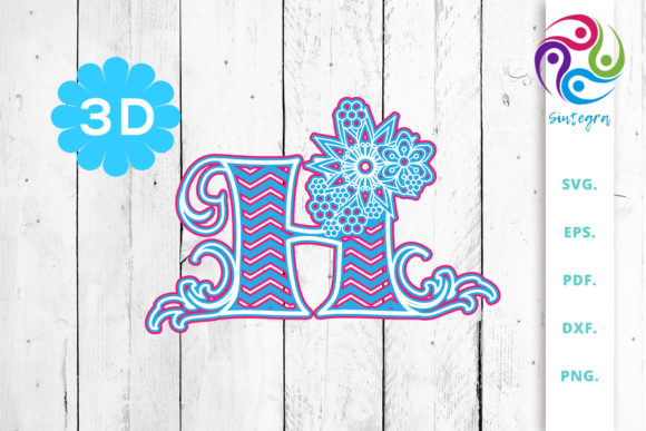 3D Multilayer Floral Chevron Letter H: A Versatile Design Element for Creative Expression