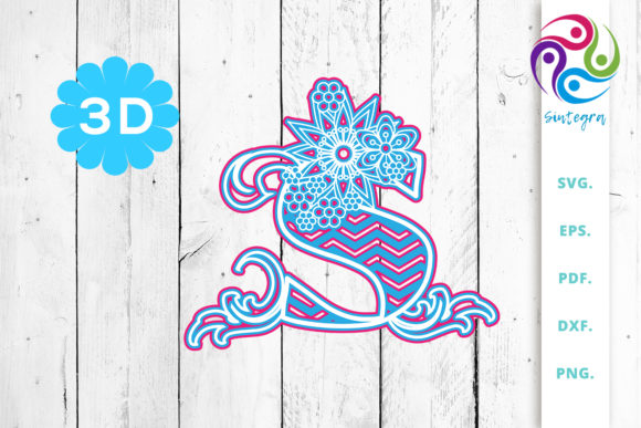 3D Multilayer Floral Chevron Letter S