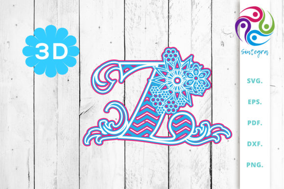 3D Multilayer Floral Chevron Letter Z