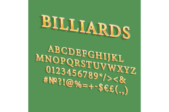 Billiards Vintage 3D Vector Alphabet Set