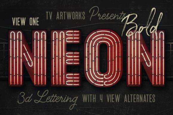 Bold Neon 3D Lettering