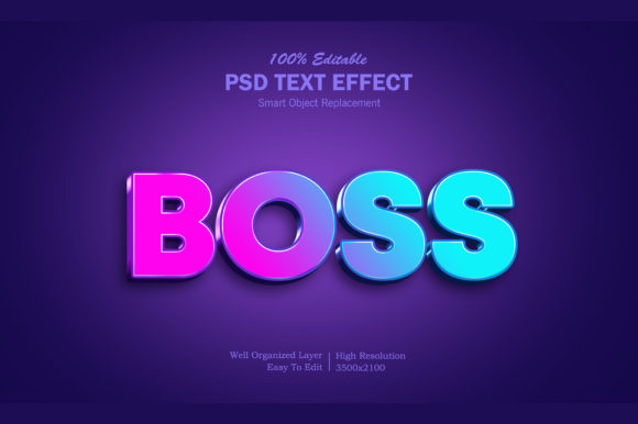 Boss 3D Gradient Text Effect
