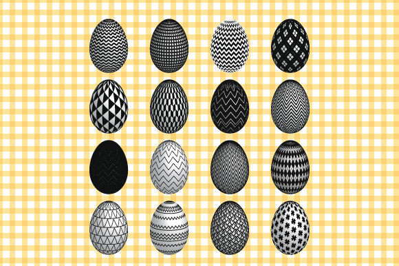 Easter Eggs Black White 3D Vector Bundle