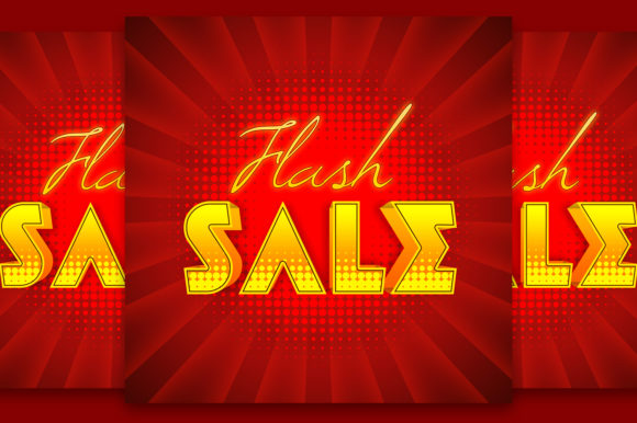 Flash Sale Text Effect in 3D Retro Style