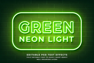 Green Neon 3D Text Effect Mockup