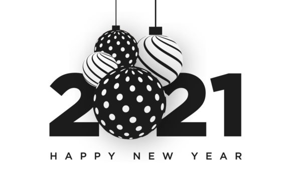 Happy New Year 2021 Black White Design