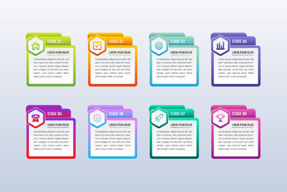 Infographic 3D Hexagon Square Gradient