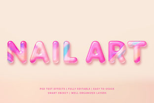 Nail Art 3D Text Effect Mockup