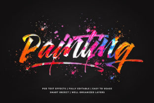 Painting Colorful 3D Text Effect Mockup