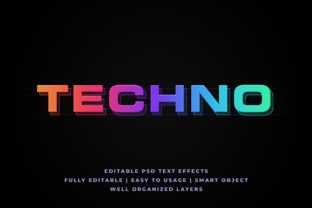 Techno Color 3D Text Effect Mockup