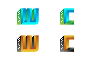 WC Letter 3D Logo Building