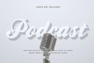 White Podcast 3D Text Effect Mockup: Elevating Audio Branding with Dimensional Visual Identity