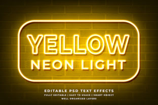 Yellow Neon 3D Text Effect Mockup
